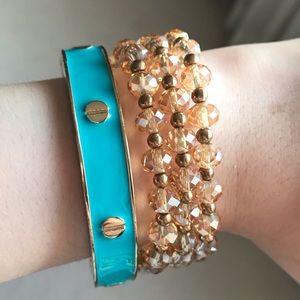 Beaded bracelet and bangle set